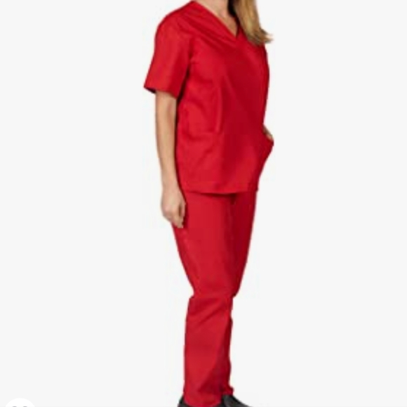 NWT- Scrub Set- Amazon- Natural Uniforms Unisex Medical Scrub Set- Red, Size M - Picture 2 of 6